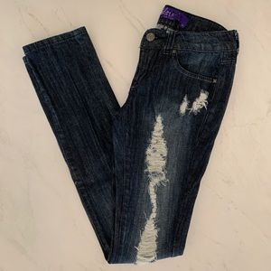 Dark Wash Distressed Skinny Jeans